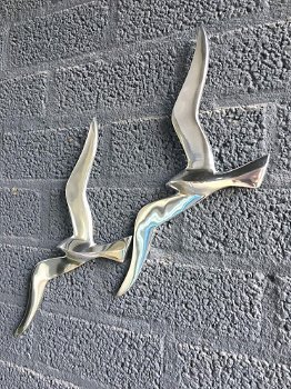 Paar silhouette meeuwen-meeuw-vogel-alluminium - 2