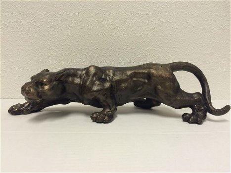 Panter beeldhouwkunst, ijzer--brons-deco-kado - 0