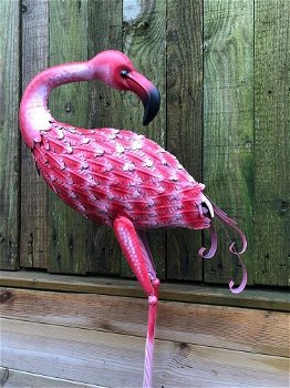 Prachtige grote metalen flamingo-fascinerend-GEWELDIG - 4