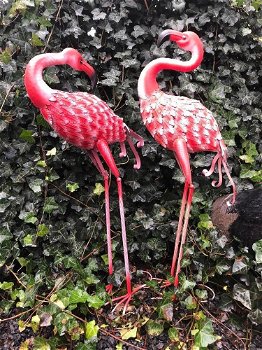 Prachtige set grote forse metalen flamingo-vogel-vijver - 2
