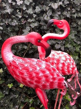 Prachtige set grote forse metalen flamingo-vogel-vijver - 3