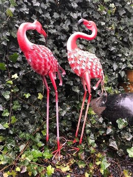 Prachtige set grote forse metalen flamingo-vogel-vijver - 4