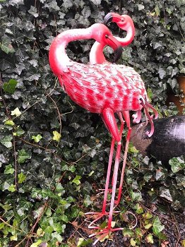 Prachtige set grote forse metalen flamingo-vogel-vijver - 5