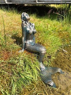 Prachtige zeemeermin cast iron brons-messing- beeld.