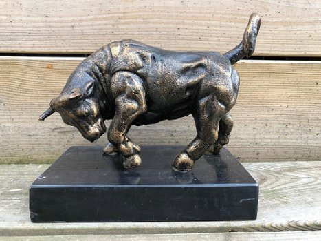 Sculptuur metalen bronskleurige stier-stier-marmer - 0