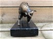 Sculptuur metalen bronskleurige stier-stier-marmer - 1 - Thumbnail