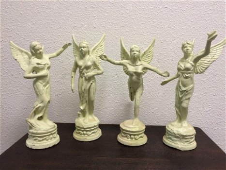 Set van 4 gietijzeren engelen-ege -beeld- - 0