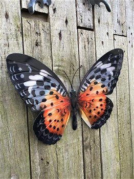 Vlinder, geheel metaal-vol in kleur oranje zwart-vlinder - 4