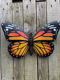 Vlinder, geheel metaal- kleur oranje zwart-vlinder-deco - 1 - Thumbnail