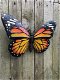 Vlinder, geheel metaal- kleur oranje zwart-vlinder-deco - 4 - Thumbnail