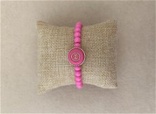 Knal roze kralen armband munt vintage stijl mix match ibiza
