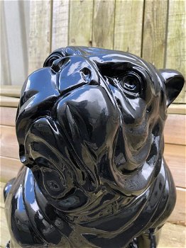 Bulldog Engels model, polystein-zwart zittend-bulldog - 6