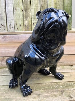 Bulldog Engels model, polystein-zwart zittend-bulldog - 7