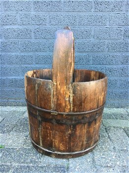 Forse houten emmer, rond-emmer-bloembak-tuin - 1