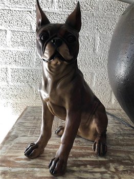 Franse bulldog model-craftwood-bruin zittend-hond-dog - 0