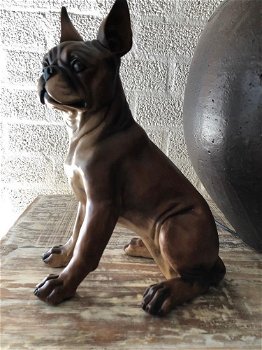 Franse bulldog model-craftwood-bruin zittend-hond-dog - 1