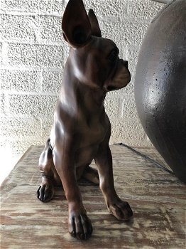 Franse bulldog model-craftwood-bruin zittend-hond-dog - 5