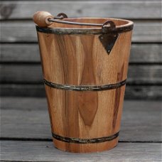 Houten emmer-plantenbak-houten plantenbak- emmer 