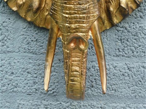 Mooie zwart-goud olifantenkop wandornament-olifant - 3