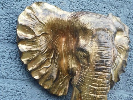 Mooie zwart-goud olifantenkop wandornament-olifant - 2