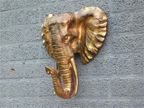 Mooie zwart-goud olifantenkop wandornament-olifant - 5