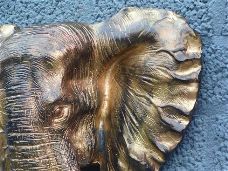 Mooie zwart-goud olifantenkop wandornament-olifant - 6