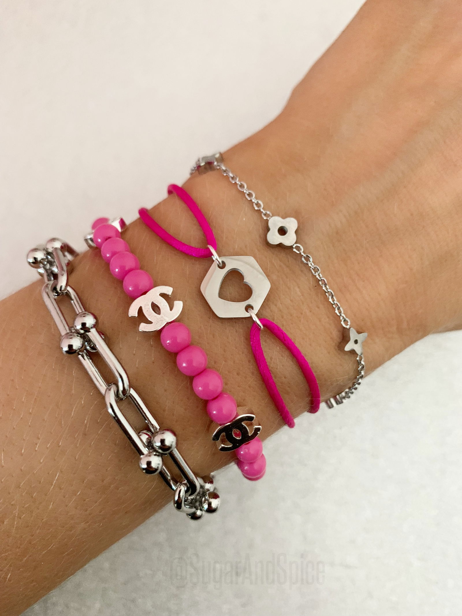 U Link schakel armband bolletjes sterling zilver NIEUW - Afbeelding 2