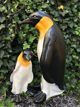 Set Pinguin beelden in kleur, polystein-pinguin-tuin-deco - 4