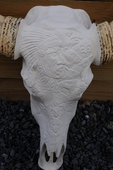 Stierenschedel western gesneden in creme-ivoor-stier - 6