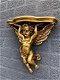 Wandornament, console polystone gold met engel-engel - 2 - Thumbnail