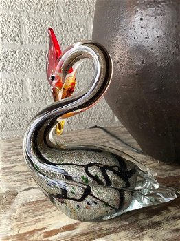 Prachtige glas-geblazen zwaan, vol in kleur-zwaan-glas - 4