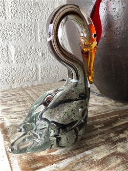 Prachtige glas-geblazen zwaan, vol in kleur-zwaan-glas - 6