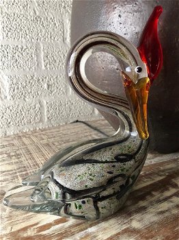 Prachtige glas-geblazen zwaan, vol in kleur-zwaan-glas - 7
