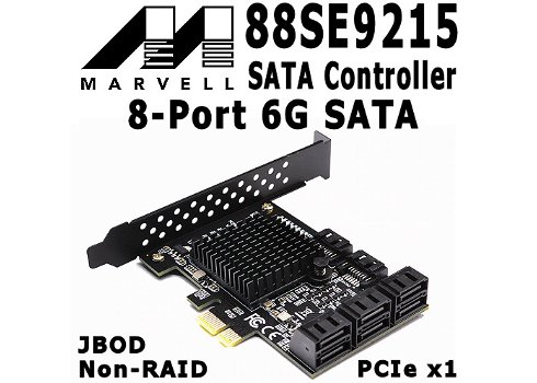 Marvell 88SE9215 8-Port 6G SATA PCI-e Controller | HDD/SSD - 0