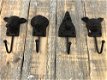 Set van 4 gietijzeren kapstokhaken boerderij diere-bruin - 0 - Thumbnail