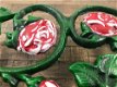 Wand kapstok, gietijzer groen met rozen rood- haken - 7 - Thumbnail