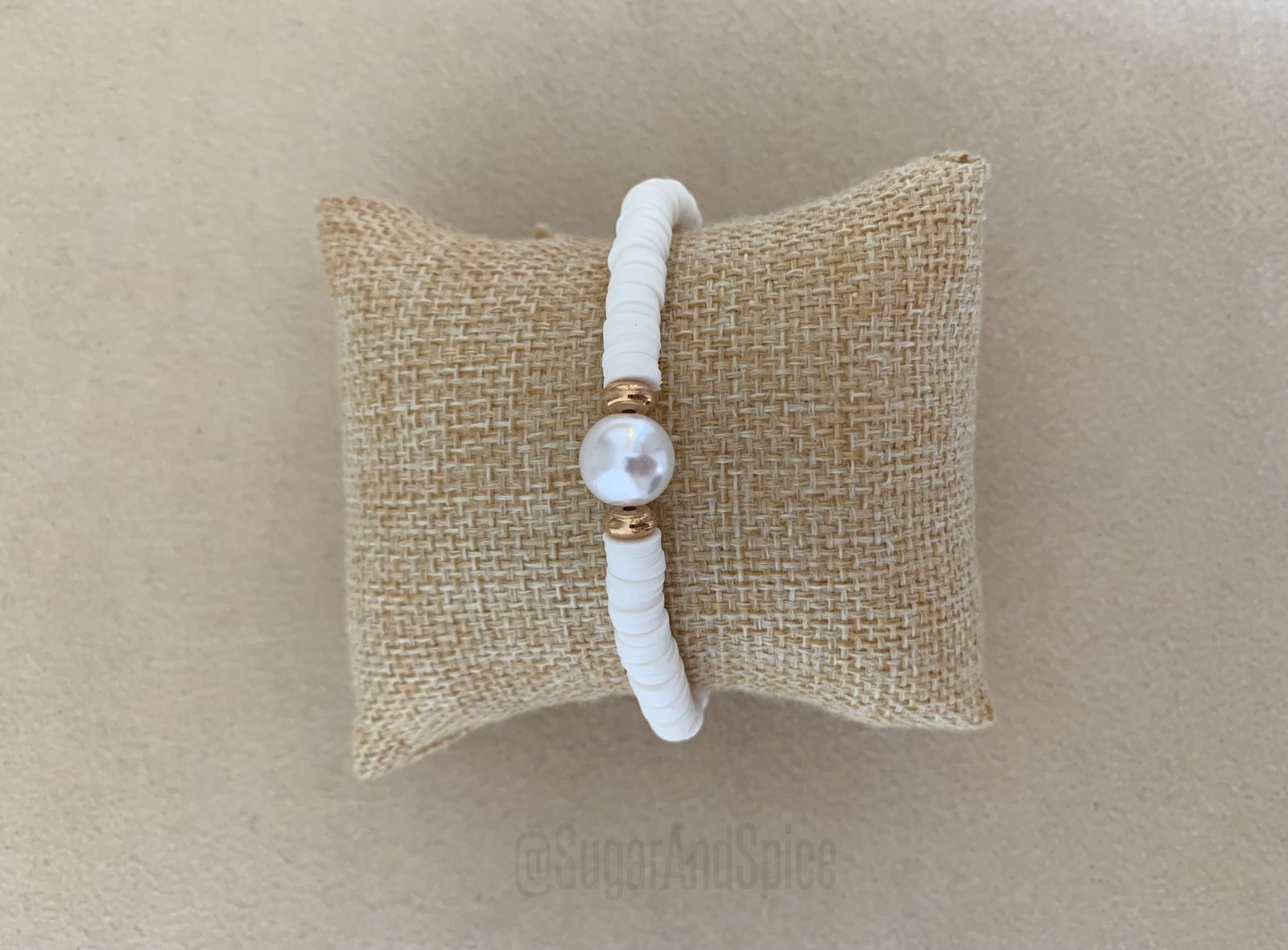 Witte kralen armband met parel ibiza mix match wit goud - nr. 1