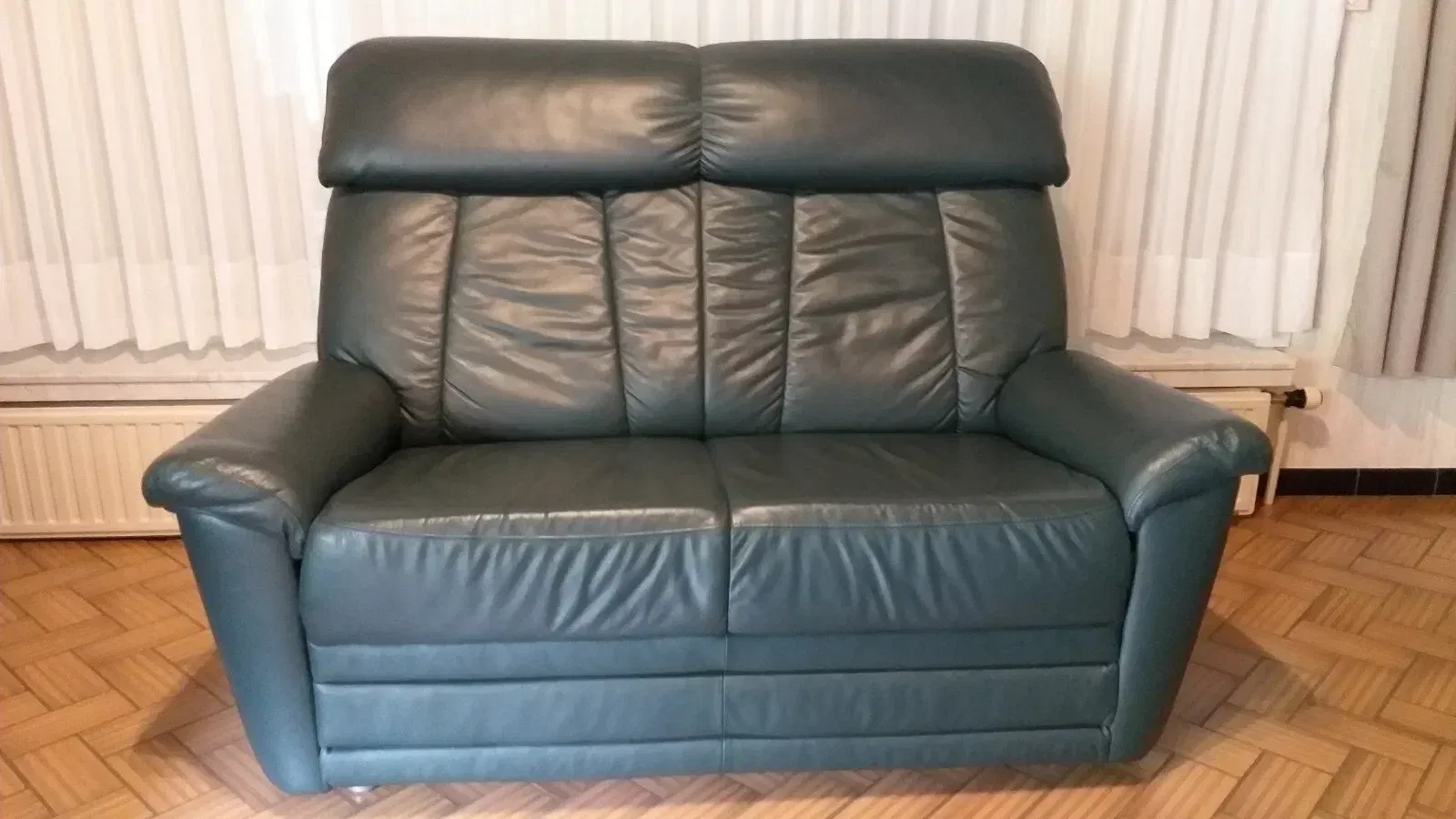 Leren salon petrol kleur met 2 relaxen, 3-zit en 2-zit - Afbeelding 5