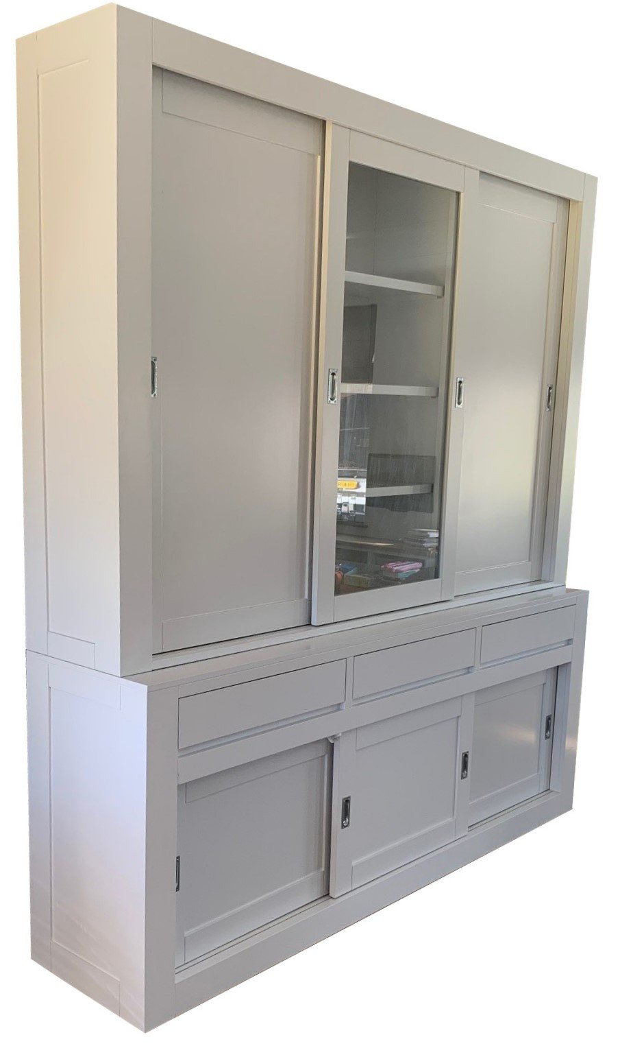 Buffetkast wit Vaassen greeploos 220 x 240cm dichte zijdeuren - nr. 1
