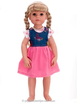 Götz pop Hannah 50 cm Overgooiersetje blauw/roze/bloem/vlinders