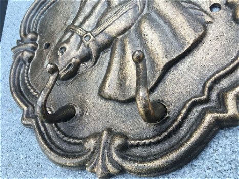 Wandkapstok met afbeelding paardenhoofd gietijzer-haak - 2