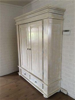 Mooi grote vol eiken buffetkast in white wash-wit. - 4