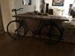Prachtige fiets metaal met houten tafelblad-tafel-deco - 1 - Thumbnail