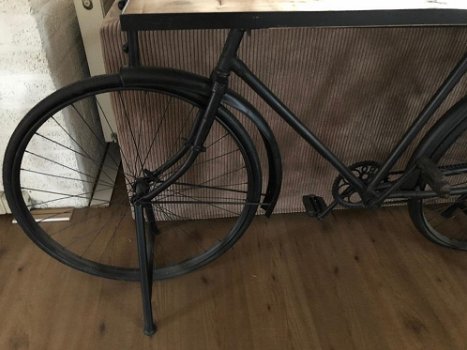 Prachtige fiets metaal met houten tafelblad-tafel-deco - 6