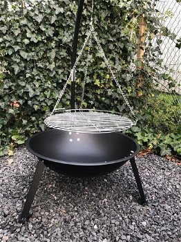 Grillpan met statief, lier, zweef BBQ, prachtige uitvoering - 0