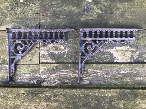 Set antieke strakke plankdragers, gietijzer-plankdrager - 1