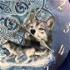 Klok hout met afbeelding van een Celtic Wolf-klok - 3 - Thumbnail