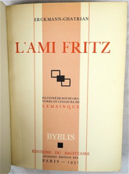 L'Ami Fritz 1931 Erckmann-Chatrian - Lemainque (ill) 1/3300 - 2