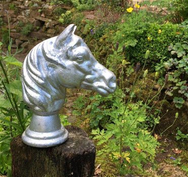 Decoratief paardenhoofd, gegoten aluminium-paard - 0