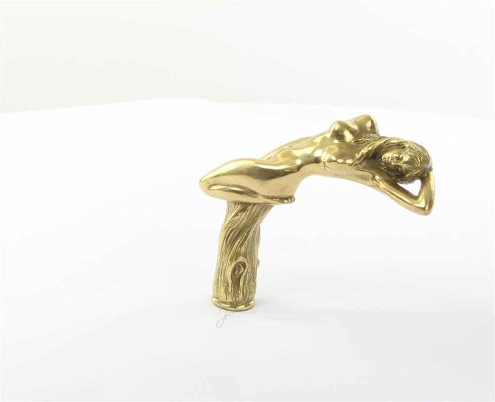 Wandelstok prachtig erotisch vrouwelijk bronzen handvat - Afbeelding 2